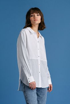 Baon, Комбинированная рубашка со льном B1722014, SKYWAYSTRIPED