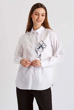 Baon, Белая рубашка с вышивкой B1722026, WHITE