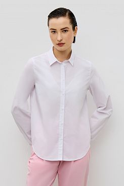 Baon, Хлопковая однотонная блузка с рукавами на завязках  B1723002, WHITE