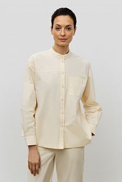 Baon, Свободная хлопковая блузка с воротником-стойкой B1723005, CANNOLI