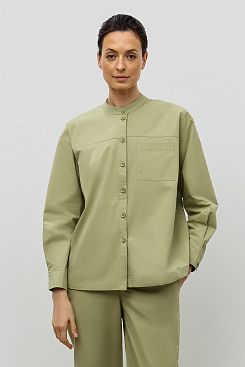 Baon, Свободная хлопковая блузка с воротником-стойкой B1723005, FROZENSPROUT