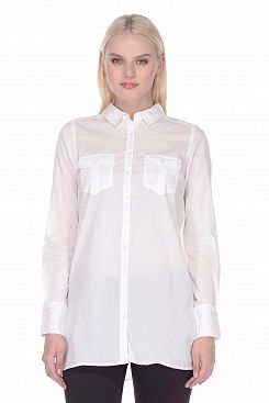 Baon, Удлинённая рубашка из хлопка B178055, WHITE