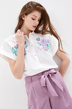 Baon, Рубашка с вышитыми цветами B190005, WHITE