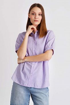 Baon, Рубашка в полоску с рукавами-фонариками B1922001, PALEVIOLASTRIPED