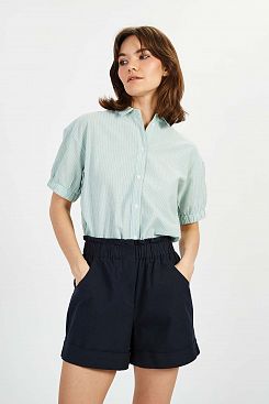 Baon, Рубашка в полоску с рукавами-фонариками B1922001, SUBTLEGREENSTRIPED