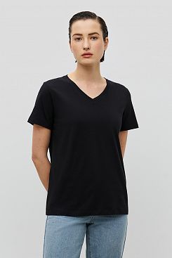 Baon, Базовая футболка с V-вырезом B231202, BLACK