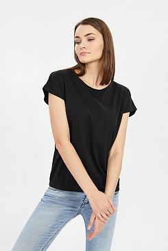 Baon, Базовая футболка с эластичной сборкой B231205, BLACK