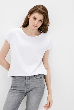 Baon, Базовая футболка с эластичной сборкой B231205, WHITE