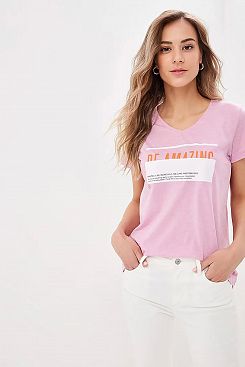 Baon, Розовая футболка с принтом B239079, MOONLITMAUVE