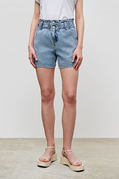 Baon, Короткие джинсовые прямые шорты на резинке B3223011, LIGHTBLUEDENIM