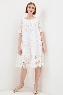 Baon, Платье с кружевом B451031, WHITE