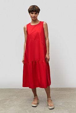 Baon, Хлопковое платье с воланом B451097, LYCHEE