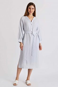 Baon, Льняное платье-рубашка с поясом B4522024, SKYWAYSTRIPED