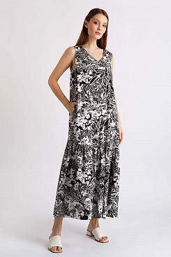 Baon, Платье с графичным принтом B4522039, BLACKWHITEPRINTED