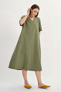 Baon, Широкое платье из льна B4522054, WORMWOOD