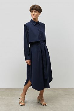 Baon, Платье-рубашка с поясом на пуговицах B4523001, DARKNAVY