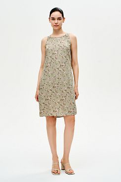 Baon, Платье-сарафан из вискозы без рукавов с принтом  B4523070, CELADONGREENPRINTED