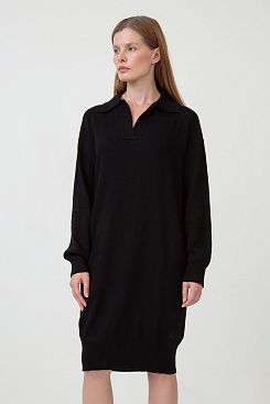 Baon, Вязаное платье-поло с ангорой B4523516, BLACK