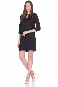 Baon, Чёрное платье с вырезом-каплей B458039, BLACK
