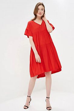 Baon, Свободное ярусное платье B459056, DEEPSCARLET