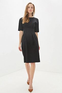 Baon, Платье с защипами на талии B459506, BLACK