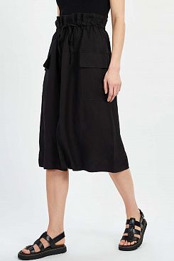 Baon, Льняная юбка-карго B4722004, BLACK