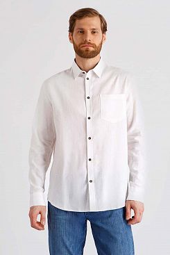 Baon, Рубашка из смесового льна B6622012, WHITE