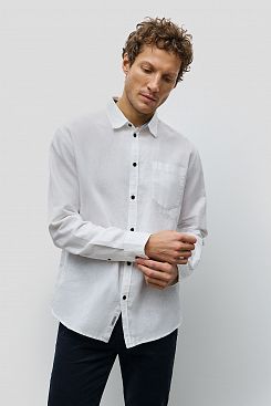 Baon, Льняная рубашка свободного кроя B6623007, WHITE