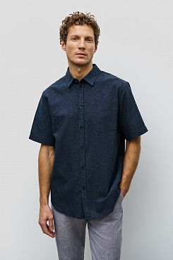 Baon, Рубашка со льном B6822203, DEEPNAVYMELANGE
