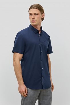 Baon, Хлопковая рубашка прямого кроя с коротким рукавом B6823005, BALTICBLUE