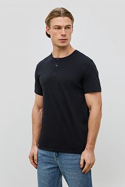 Baon, Базовая футболка с воротником-хенли REGULAR FIT B731205, BLACK