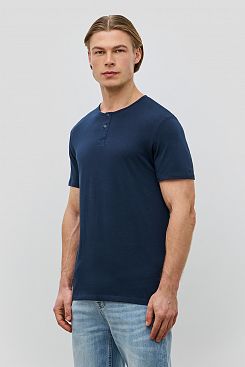 Baon, Базовая футболка с воротником-хенли REGULAR FIT B731205, DEEPNAVY