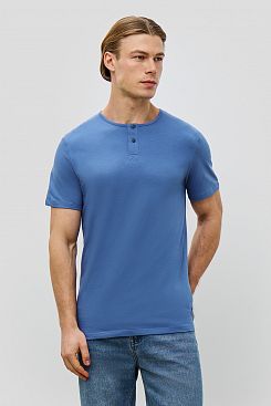 Baon, Базовая футболка с воротником-хенли REGULAR FIT B731205, MOONLIGHTBLUE