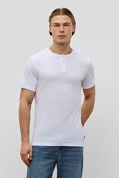 Baon, Базовая футболка с воротником-хенли REGULAR FIT B731205, WHITE