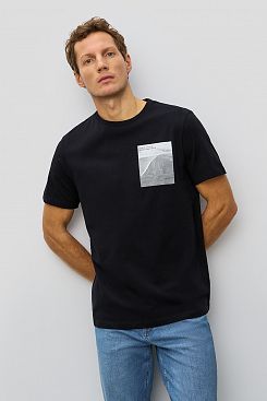 Baon, Хлопковая футболка прямого кроя с принтом B7323001, BLACK
