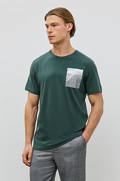 Baon, Хлопковая футболка прямого кроя с принтом B7323001, CILANTRO