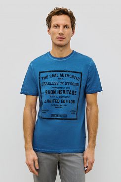 Baon, Хлопковая футболка прямого кроя с принтом B7323031, BALTICBLUE