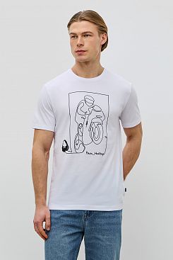 Baon, Хлопковая футболка прямого кроя с принтом B7323035, WHITE