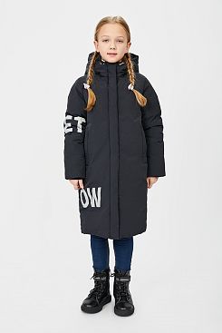 Baon, Пальто (эко пух) для девочки BK041506, BLACK