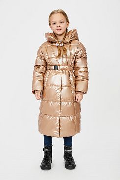 Baon, Блестящее пальто (эко пух) для девочки BK041807, DARKTAN