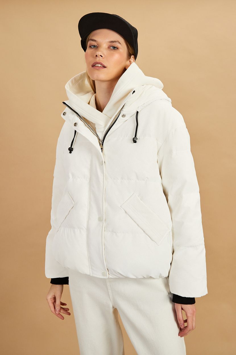 Пуховик, XS, белый пуховик женский средней длины модный свободный белый клетчатый пуховик со стразами на молнии черная легкая зимняя куртка 2023