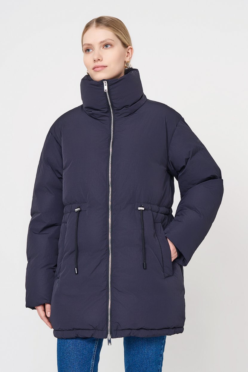 Пуховик-оверсайз с высоким воротником L черный 10199₽