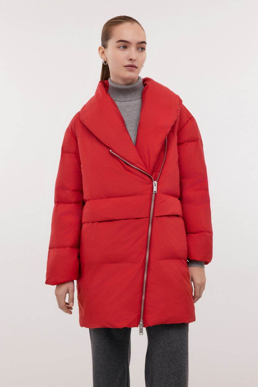 Объемный пуховик без капюшона 17399₽