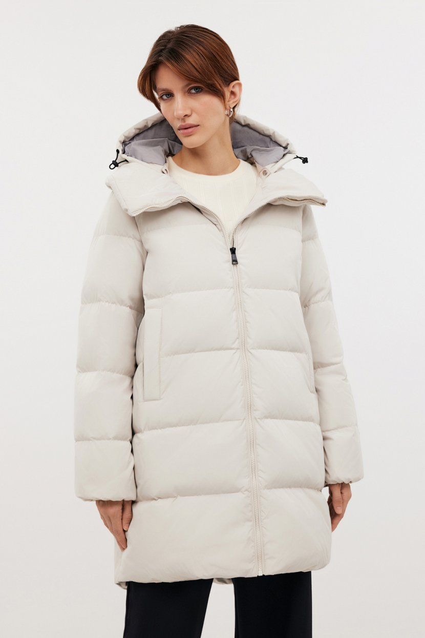 Пуховик с воротником-стойкой и скрытым капюшоном 14499₽