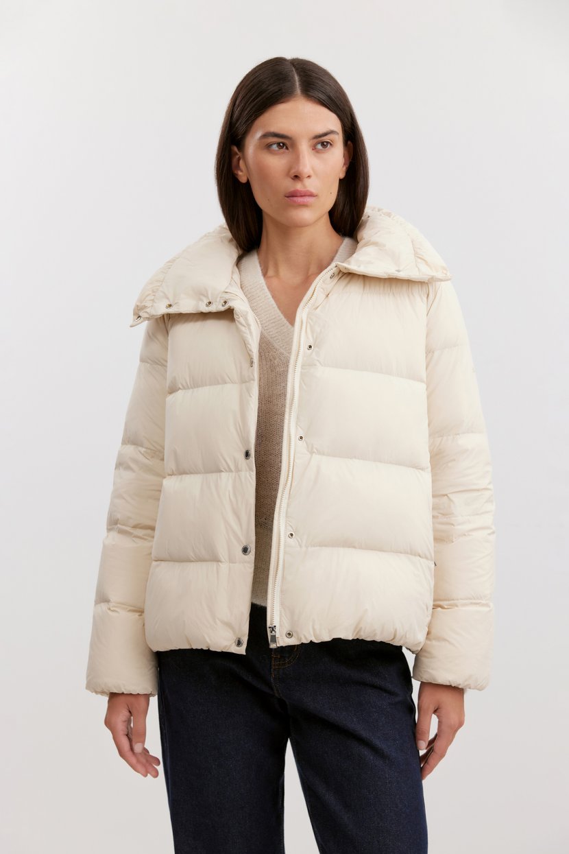 Короткий пуховик без капюшона 15999₽