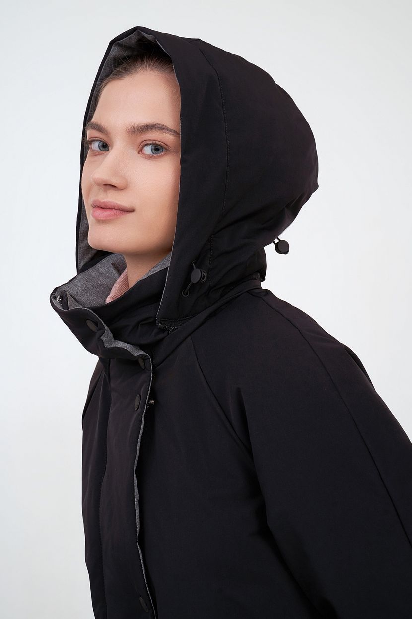 Пуховое пальто из комбинированных материалов (арт. baon B0223503), размер XXL, цвет черный Пуховое пальто из комбинированных материалов (арт. baon B0223503) - фото 4
