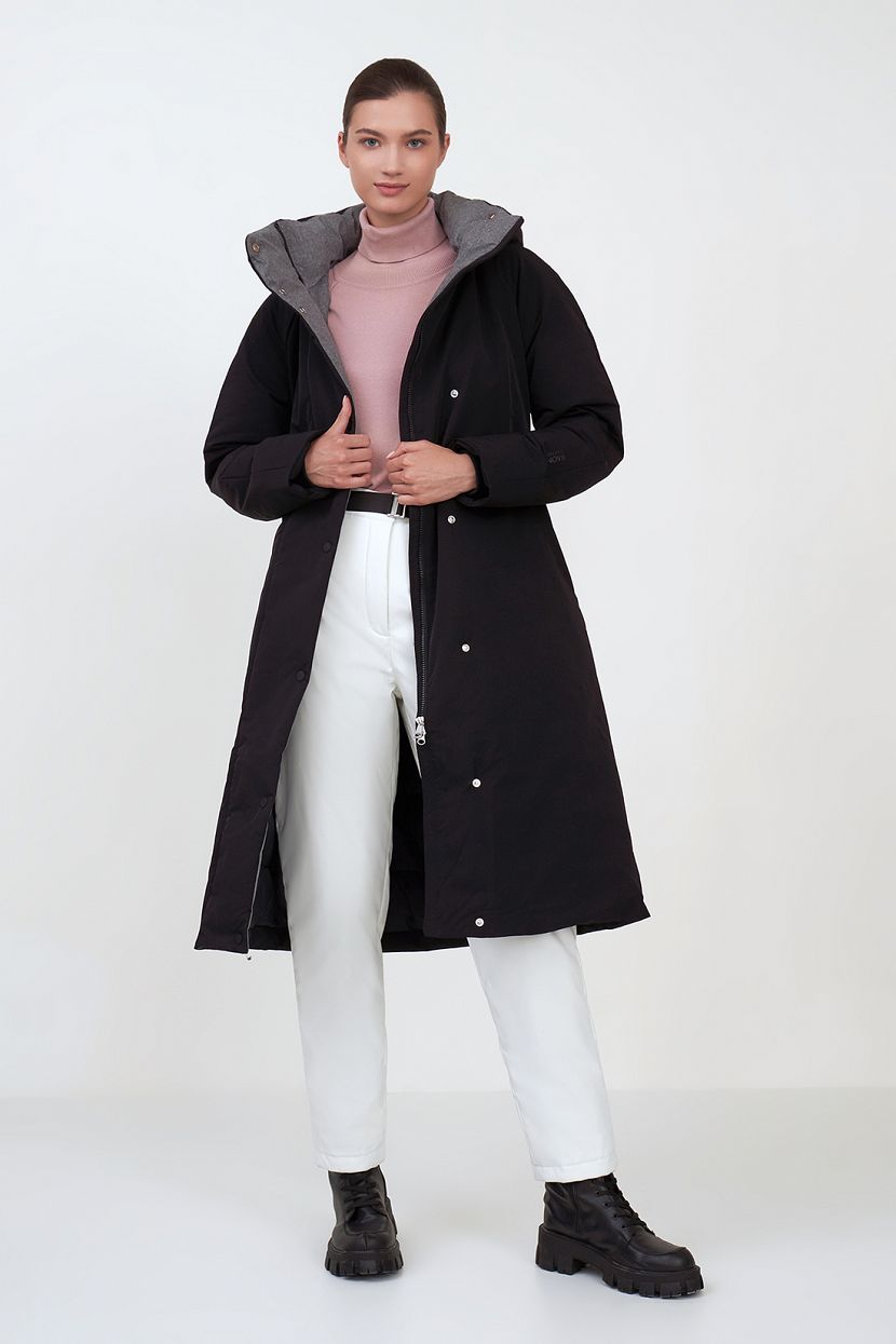 Пуховое пальто из комбинированных материалов (арт. baon B0223503), размер M, цвет черный Пуховое пальто из комбинированных материалов (арт. baon B0223503) - фото 2