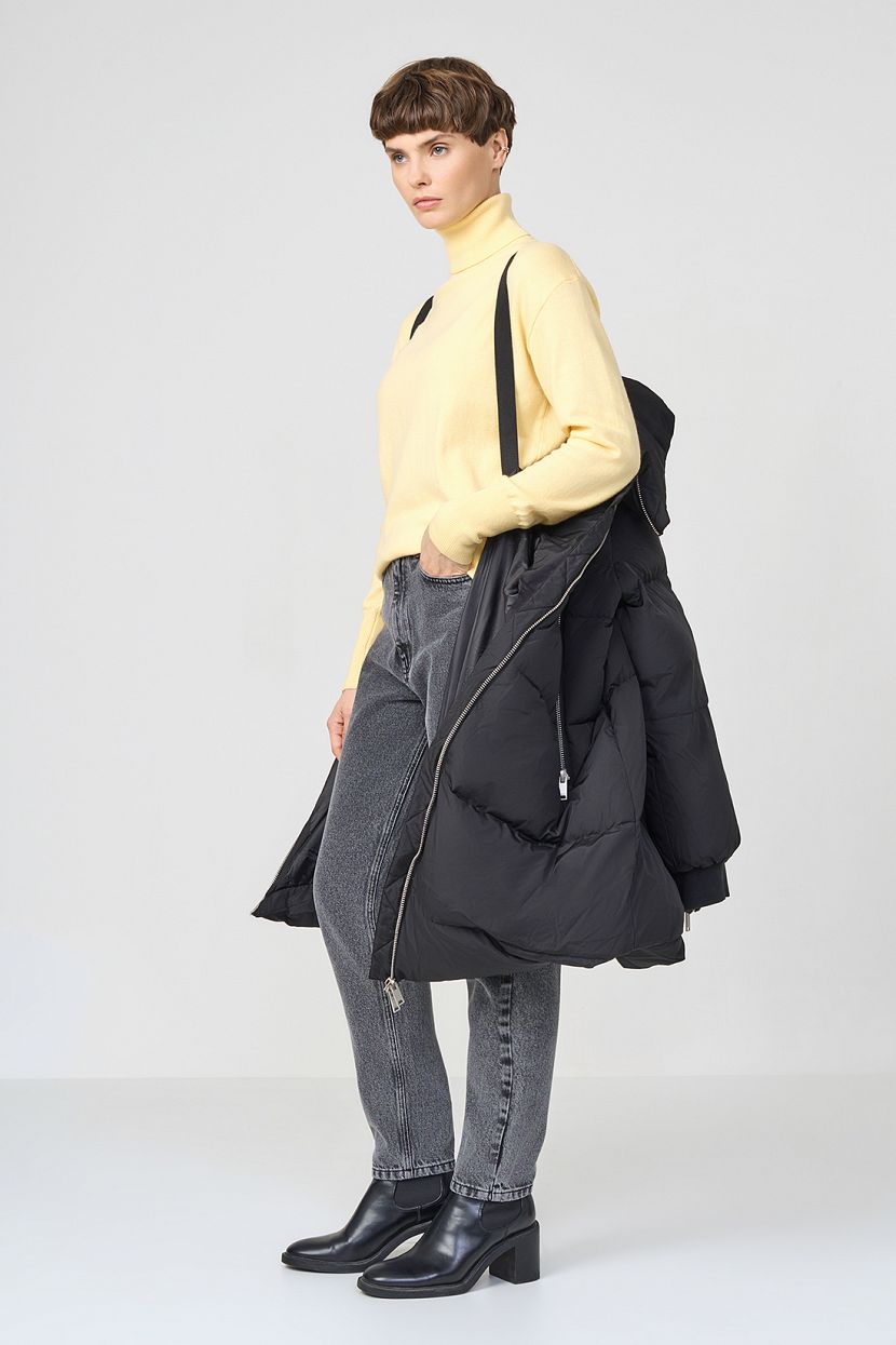 Пуховое пальто с молниями (арт. baon B0223505), размер S, цвет черный Пуховое пальто с молниями (арт. baon B0223505) - фото 4