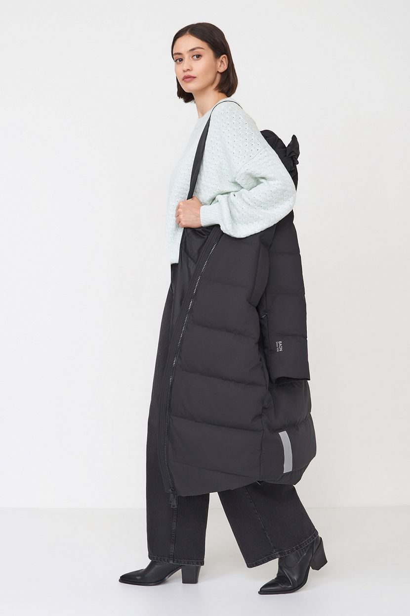 Пальто пуховое (арт. baon B0223509), размер XS, цвет черный Пальто пуховое (арт. baon B0223509) - фото 4