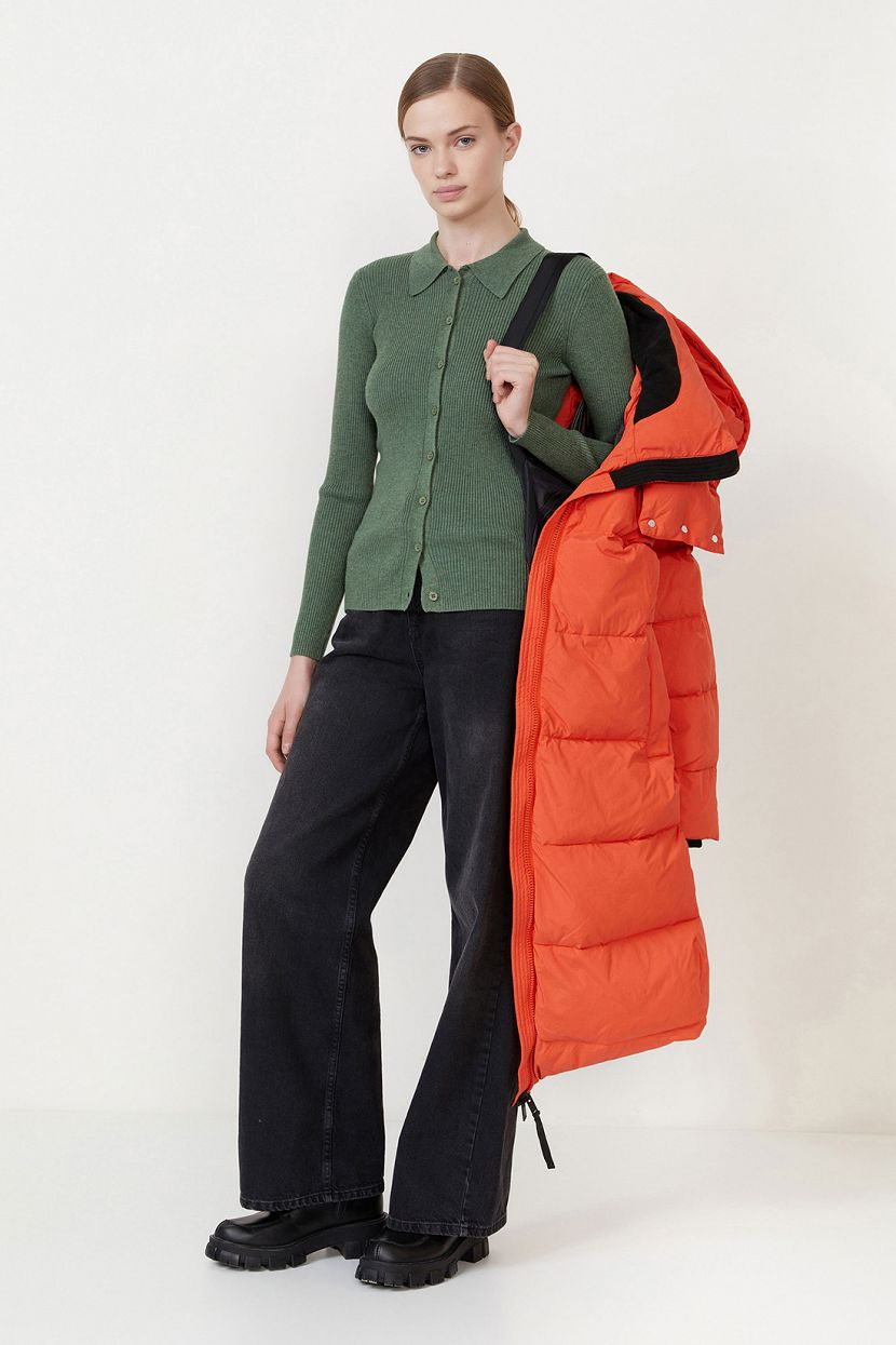 Пальто пуховое (арт. baon B0223511), размер M, цвет оранжевый Пальто пуховое (арт. baon B0223511) - фото 4
